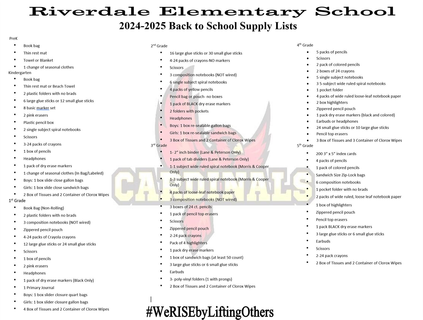  Supply List